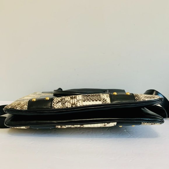 CHARLES DAVID SNAKESKIN AND LEATHER SATCHEL WITH DUST BAG EXOTIC - Picture 7 of 13